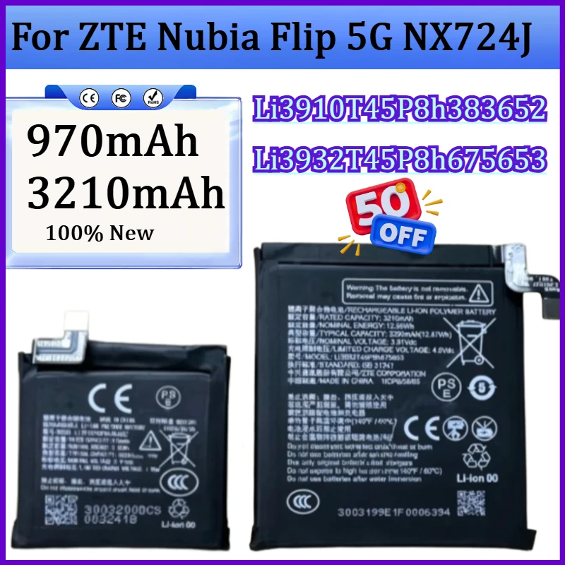 New Li3932T45P8h675653 Li3910T45P8h383652 Battery for ZTE Nubia Flip 5G NX724J Mobile Phone Battery