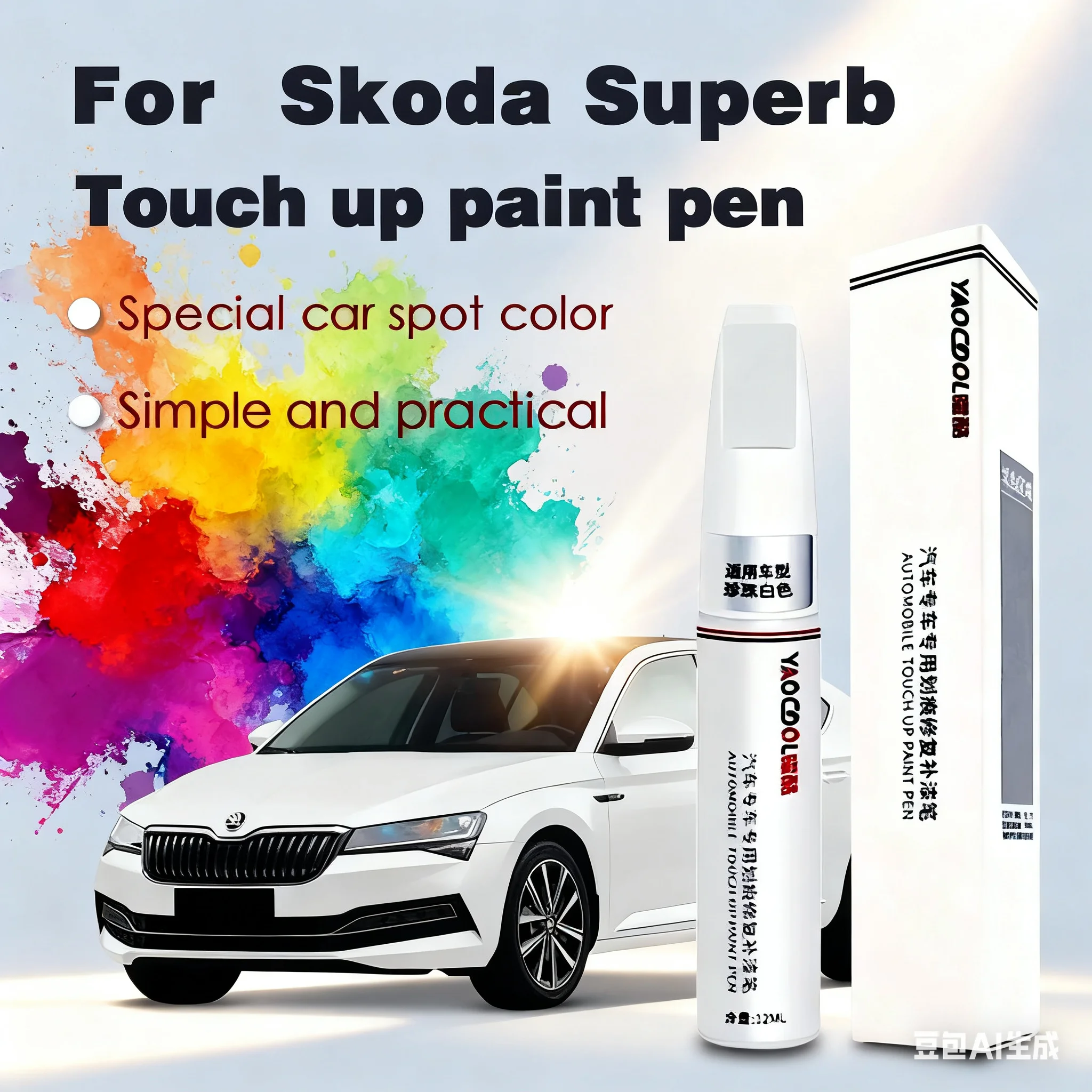 

Для Skoda Превосходная автомобильная краска для ремонта поверхности, ручка для увеличения блеска, лак, инструмент для удаления царапин, яркое золото, серебро