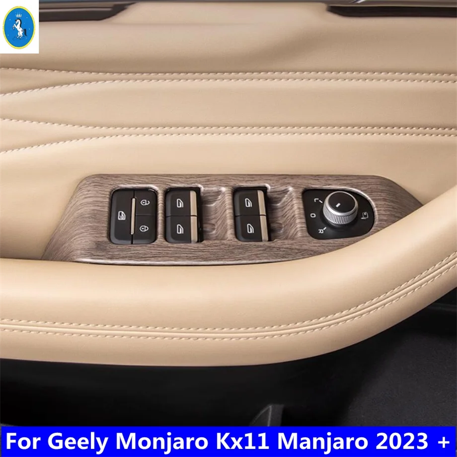 

Wood Grain Style Inner Door Armrest Window Lift Button Decor Cover Trim For Geely Monjaro Kx11 Manjaro 2023 2024 Accessories