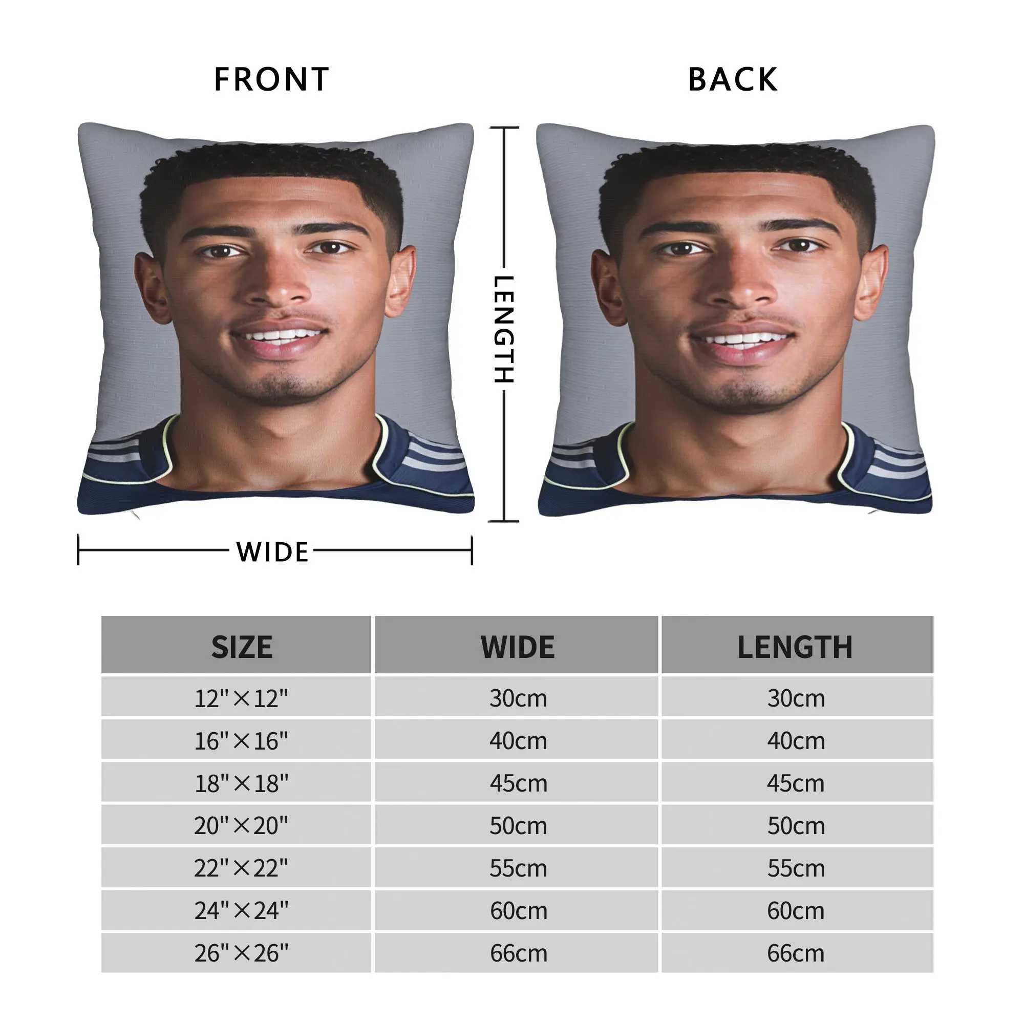 Jude Bellingham Official Smiling Headshot Portrait Pillow Case Pillow Cover Retro Trendy Pillowcases For Couch Sofa Bedroom