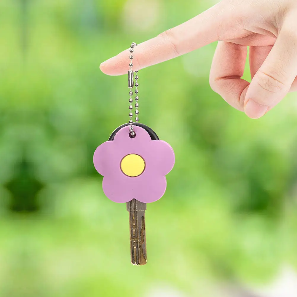6 Pcs Cute Key Caps for Keys Covers Laptop Door Flowers Keep from Jingling