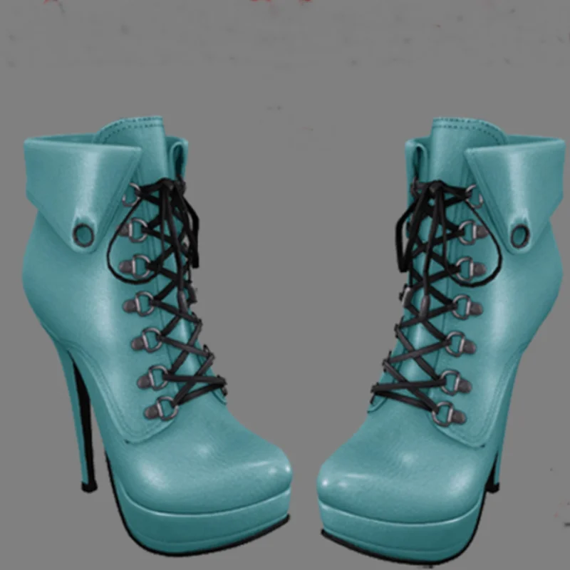 

Green Lace Up Mid Calf Platform Boots Thin High Heel Round Toe Fashion Sexy 2025 Winter Big Size Woman Shoes Zapatillas Mujer