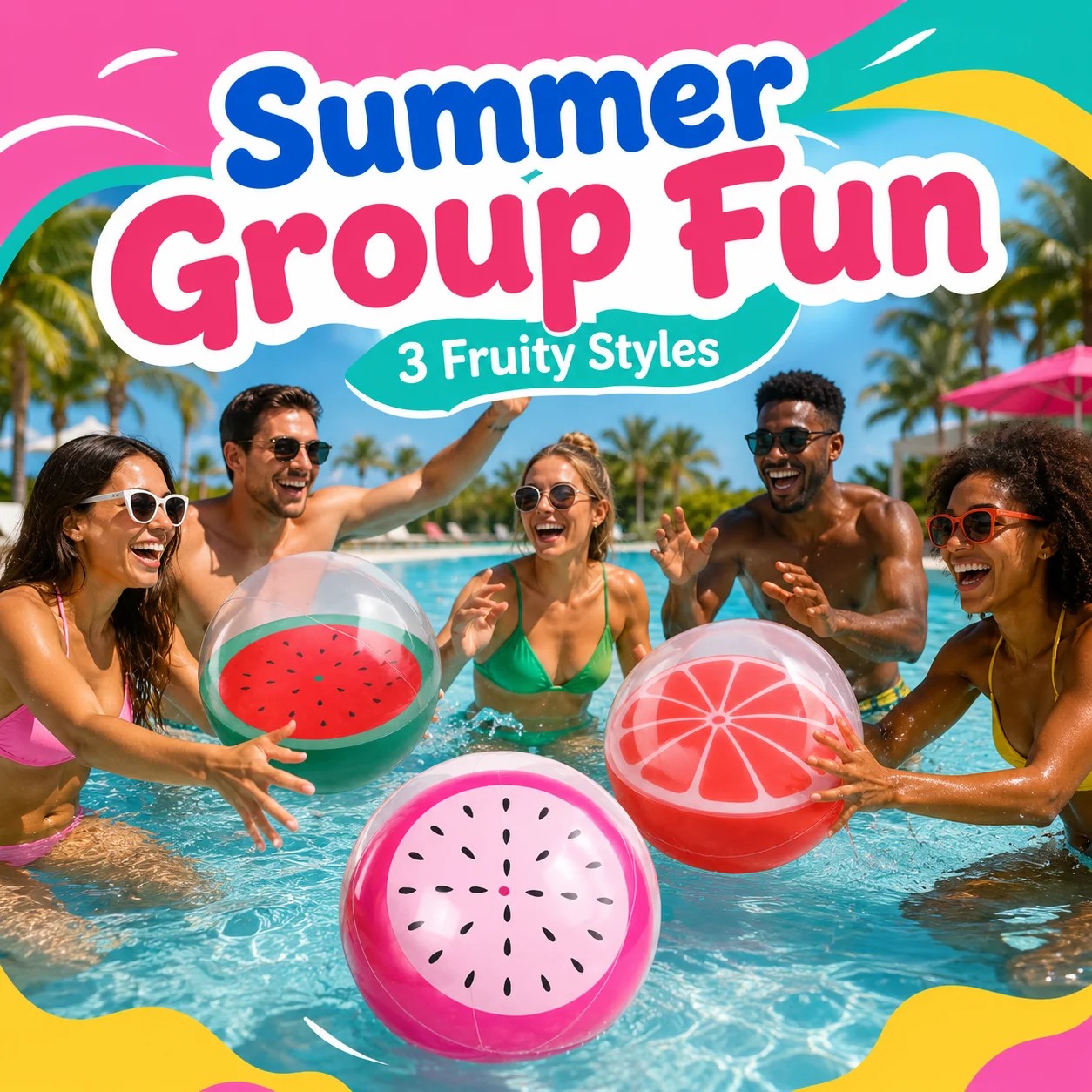1PC Inflatable Fruit Beach Ball Transparent PVC Water Play Ball, Watermelon Dragon Fruit Grapefruit Pool Party Toy
