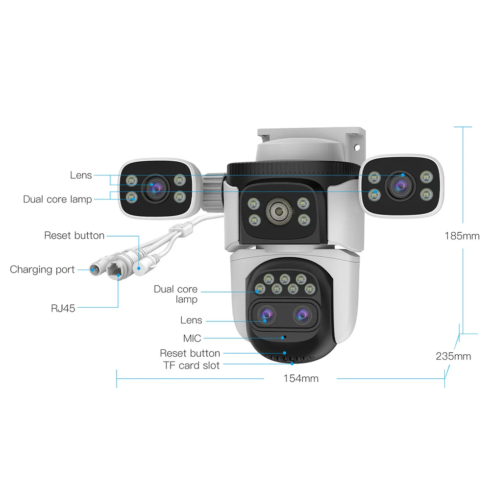 Vstarcam 4K 8MP PTZ IP Camera 4 Lens 4-Screens 10X Zoom Outdoor Smart Tracking WIFI Camera Video Surveillance Waterproof Camera