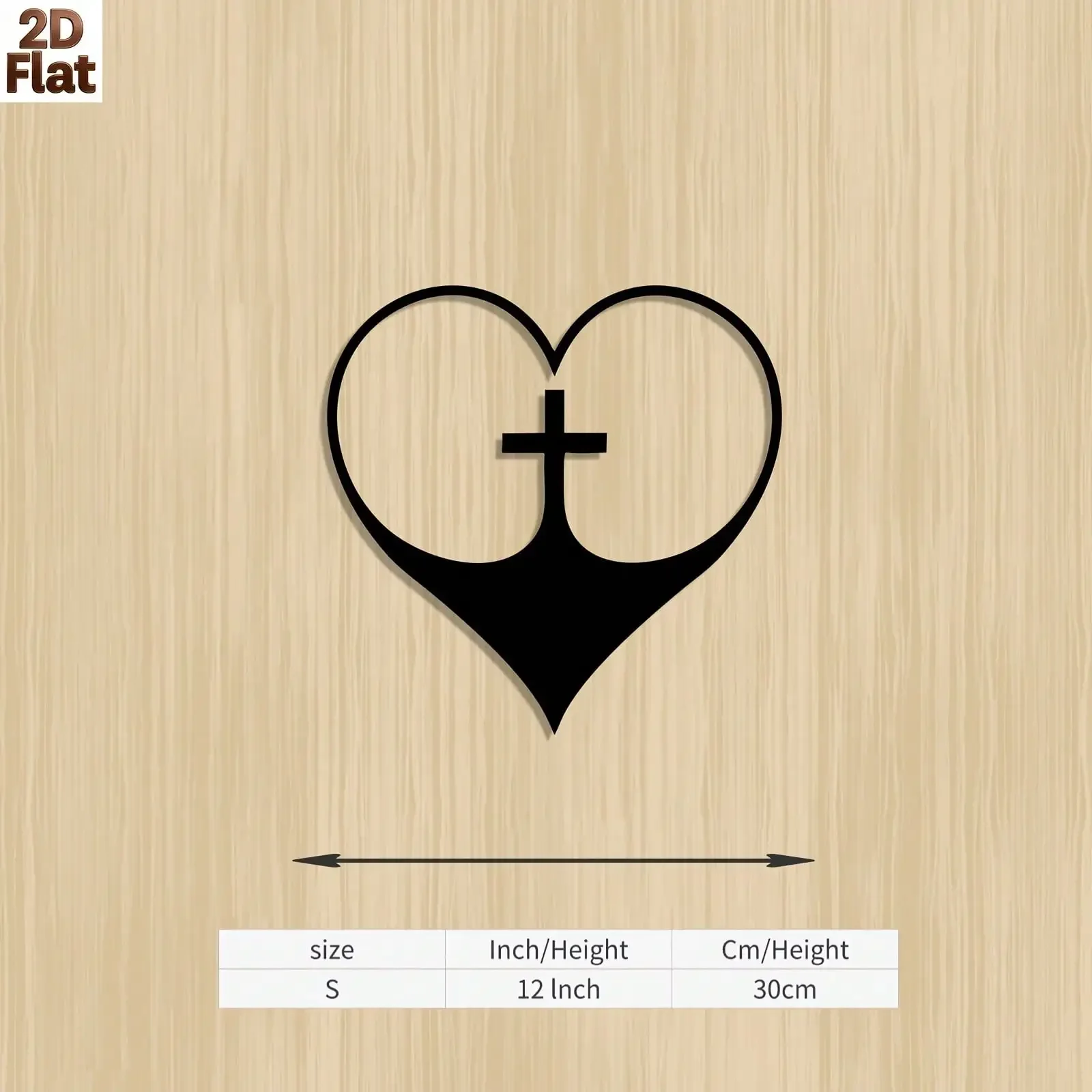 CIFBUY Heart & Cross Metal Wall Art Elegant Iron Sculpture Faith Inspired Decor for Bedroom Garden Home Indoor Outdoor Display
