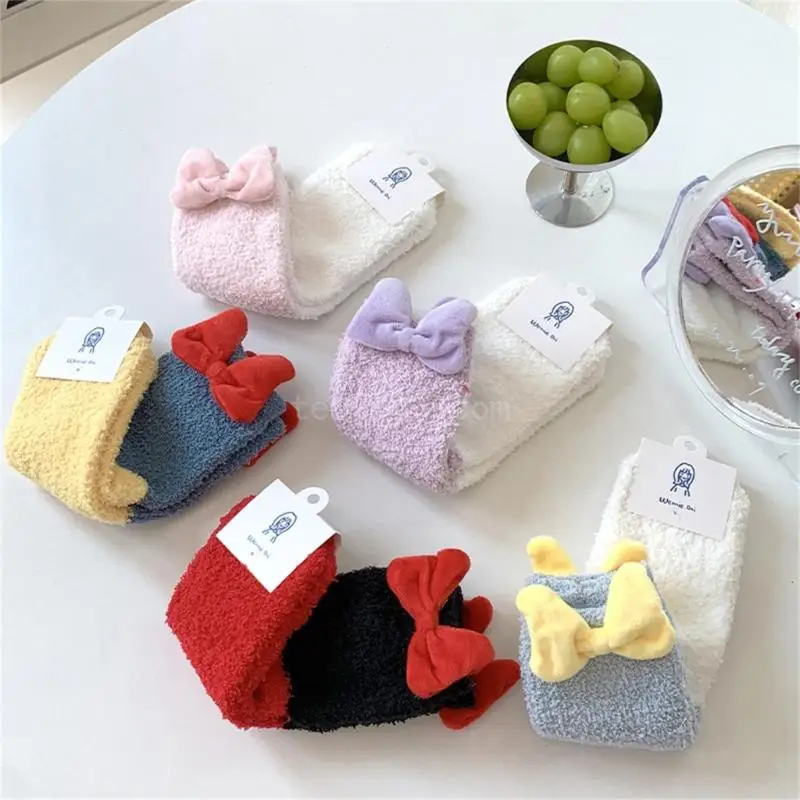 

Winter Fuzzy Socks for Women Girls Cozy Soft Warm Socks Casual Home Sleep Socks Sweet Bows Slippers Socks Gifts