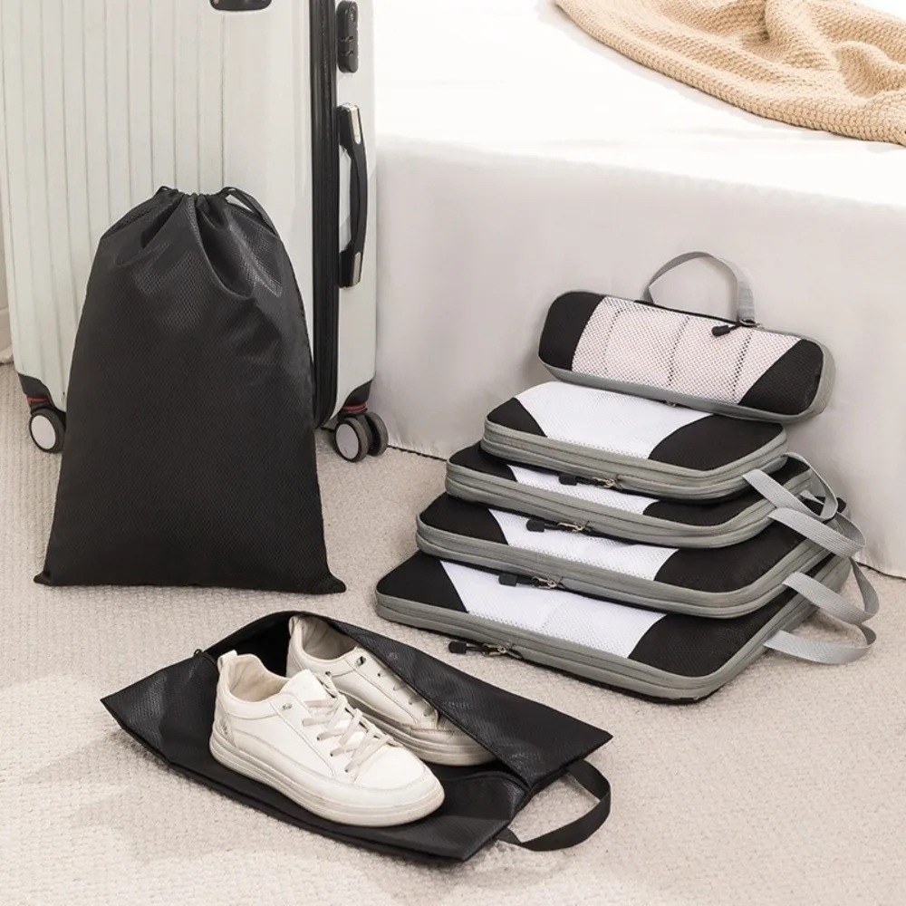 

3pcs Large Capacity Travel Compression Bags Extensible Zipper Closure Luggage Organizer Space Saving Multifunctional