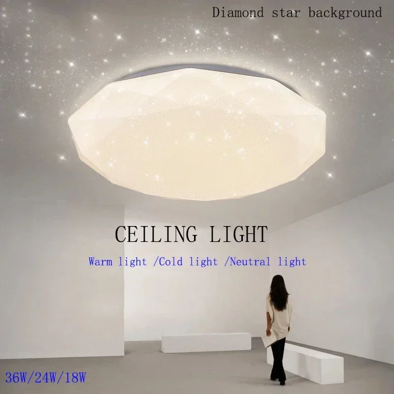 

LED Ceiling Lamp for Dining Room 36W 24W Starry Sky Chandelier Light Fixture Living Bedroom Decor Lighting