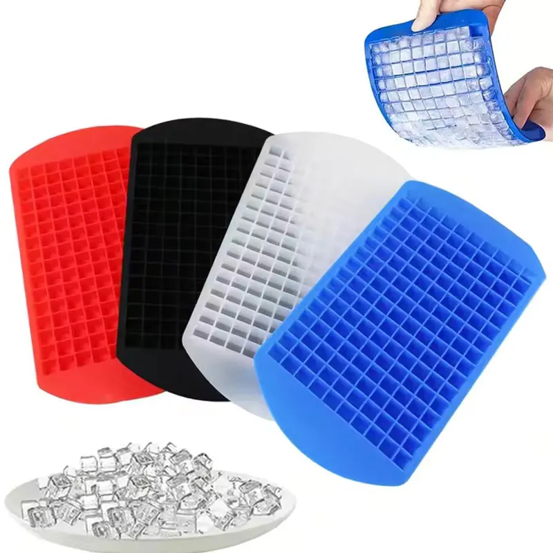 Molde para cubitos de hielo mini de 1 cm, 160 cavidades, plegable, bandeja para cubitos de hielo, fabricador de hielo cuadrado DIY para bebidas y cócteles.