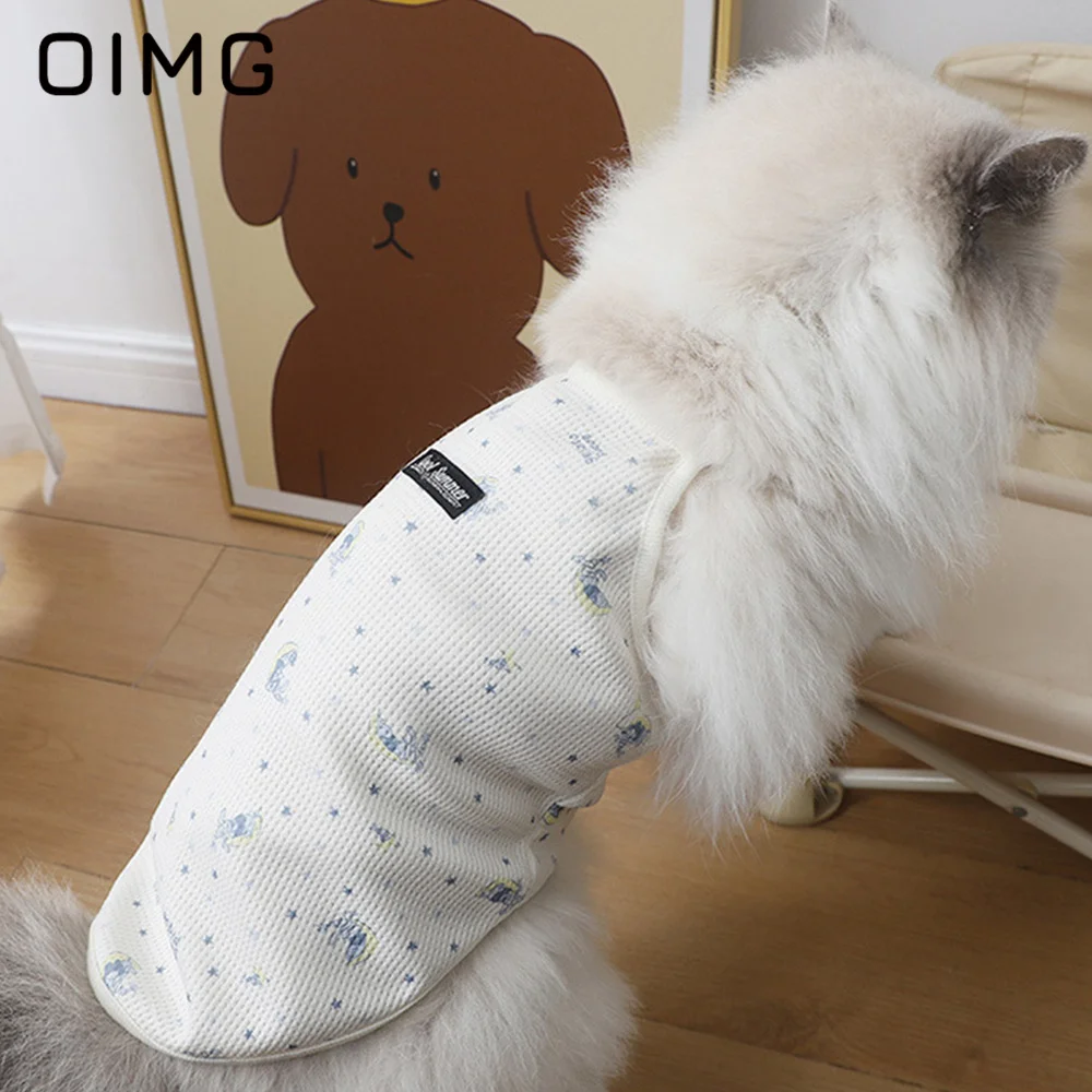 OIMG Cool Summer Pet Clothing New Home Casual Small Dogs Pullover Round Neck Schnauzer German Cat Breathable Sleeveless Tank Top