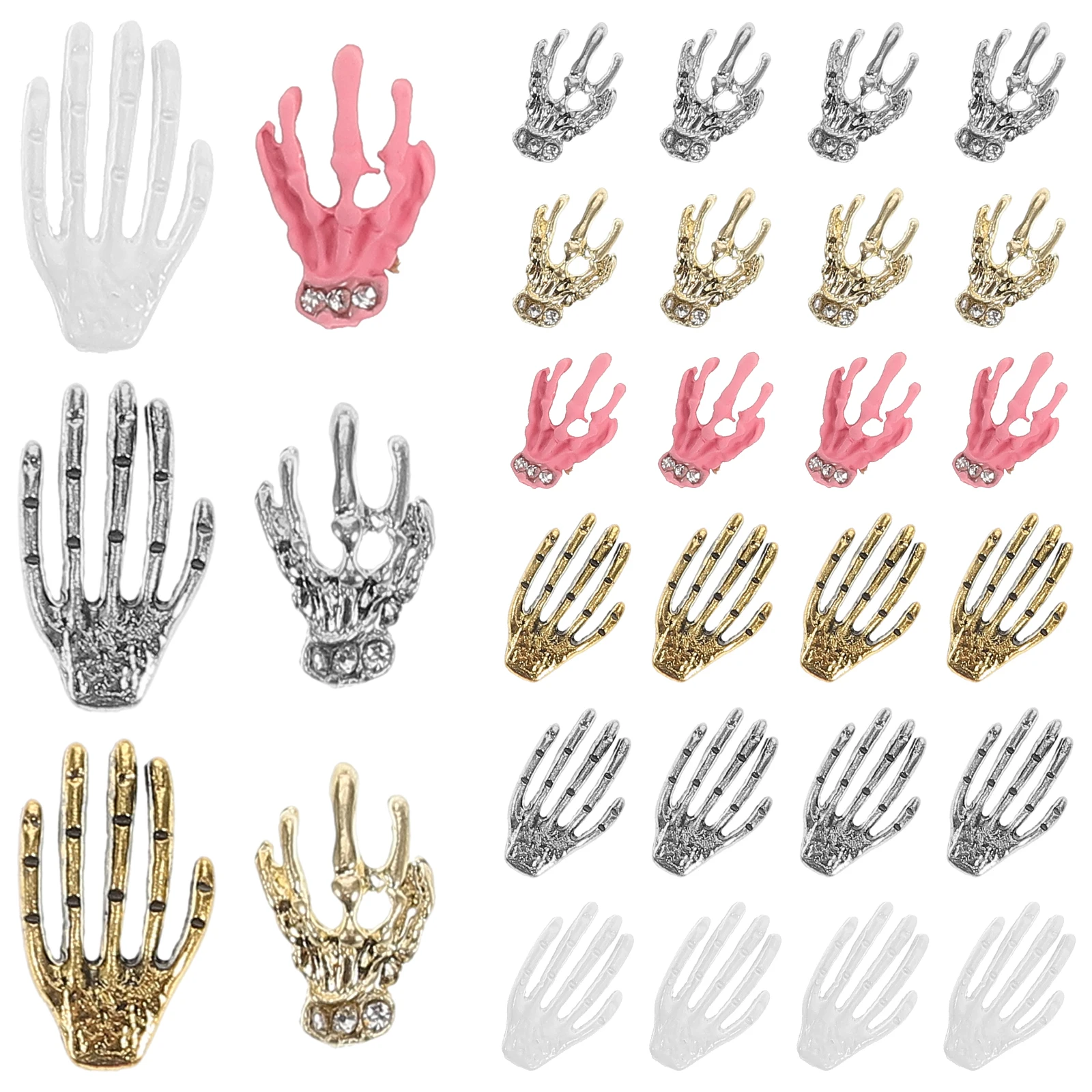 

1 Bag Halloween Charms Skull Palm Shape Diy Manicure Decorations Accessories Unique Vintage Style Mini Jewelry For Acrylic Nails