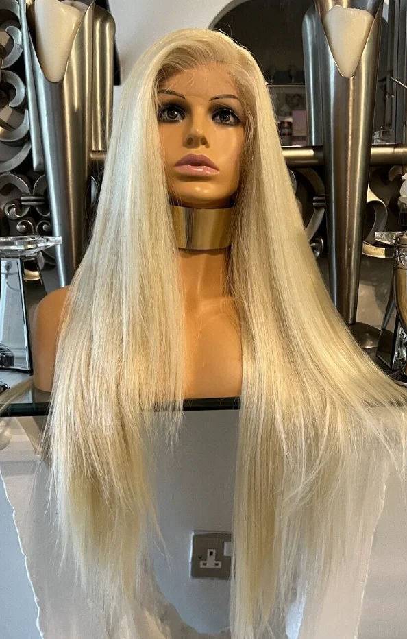 

613 Blonde Long Straight Lace Wig 13X4 Hd Synthetic Lace Front Wigs Heat Resistant Silky Straight High Quality Cosplay For Women