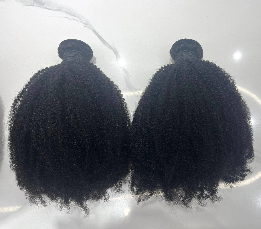 Raw Virgin 100% Human Hair Afro Kinky Curly 3/4 Bundles Double Weft Jerry Curly Hair Extension On Clearance Sale Bundle Deals