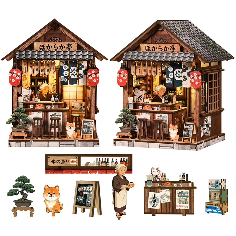diy-木製ブックヌックフィギュアミニチュア日本語メローパブブックエンド友人への誕生日プレゼント家の装飾工芸品
