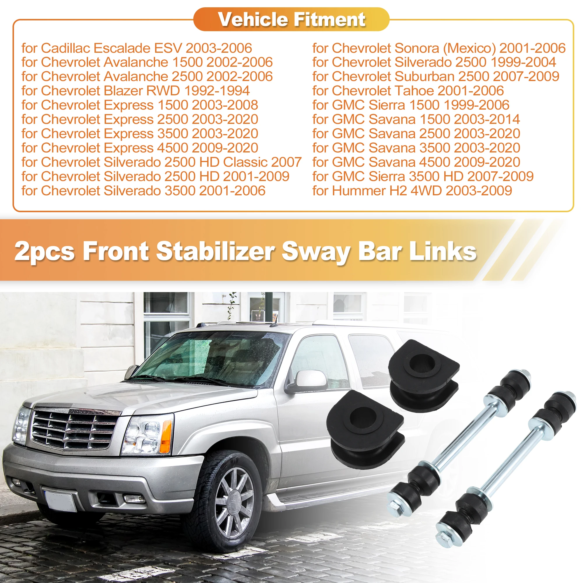 

Комплект стабилизаторов передней стойки UXCELL для Chevrolet SILVERADO 1500 2500 3500 HD