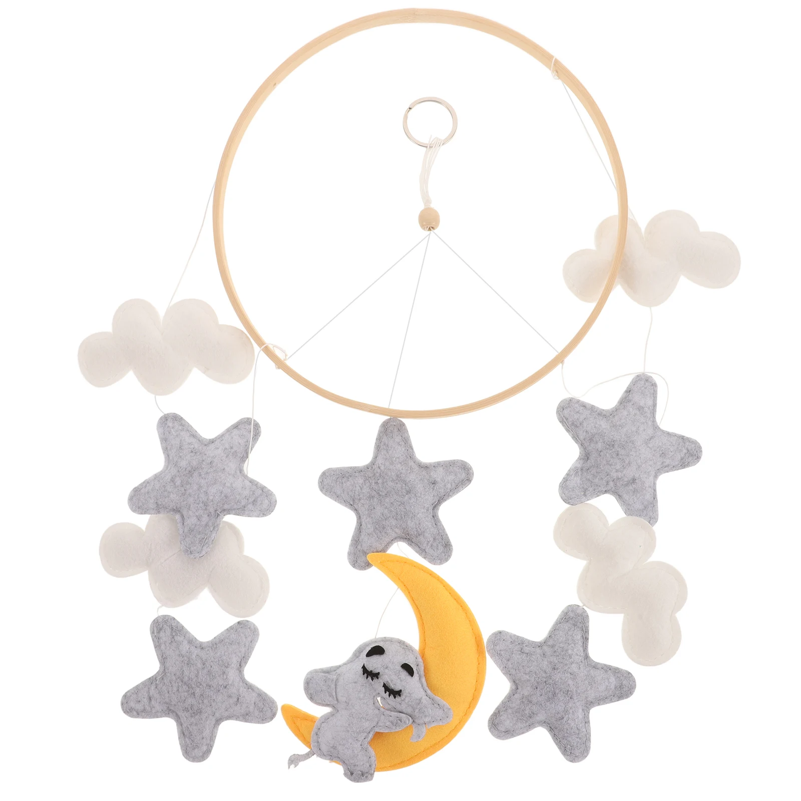 โมบายแขวนรูปสัตว์ทำจากผ้าสักหลาด รูปช้างและเมฆ สำหรับตกแต่งห้องนอนเด็ก โมบายแบบเกลียว คอนทราสต์สูง สไตล์มอนเตสซอรี่