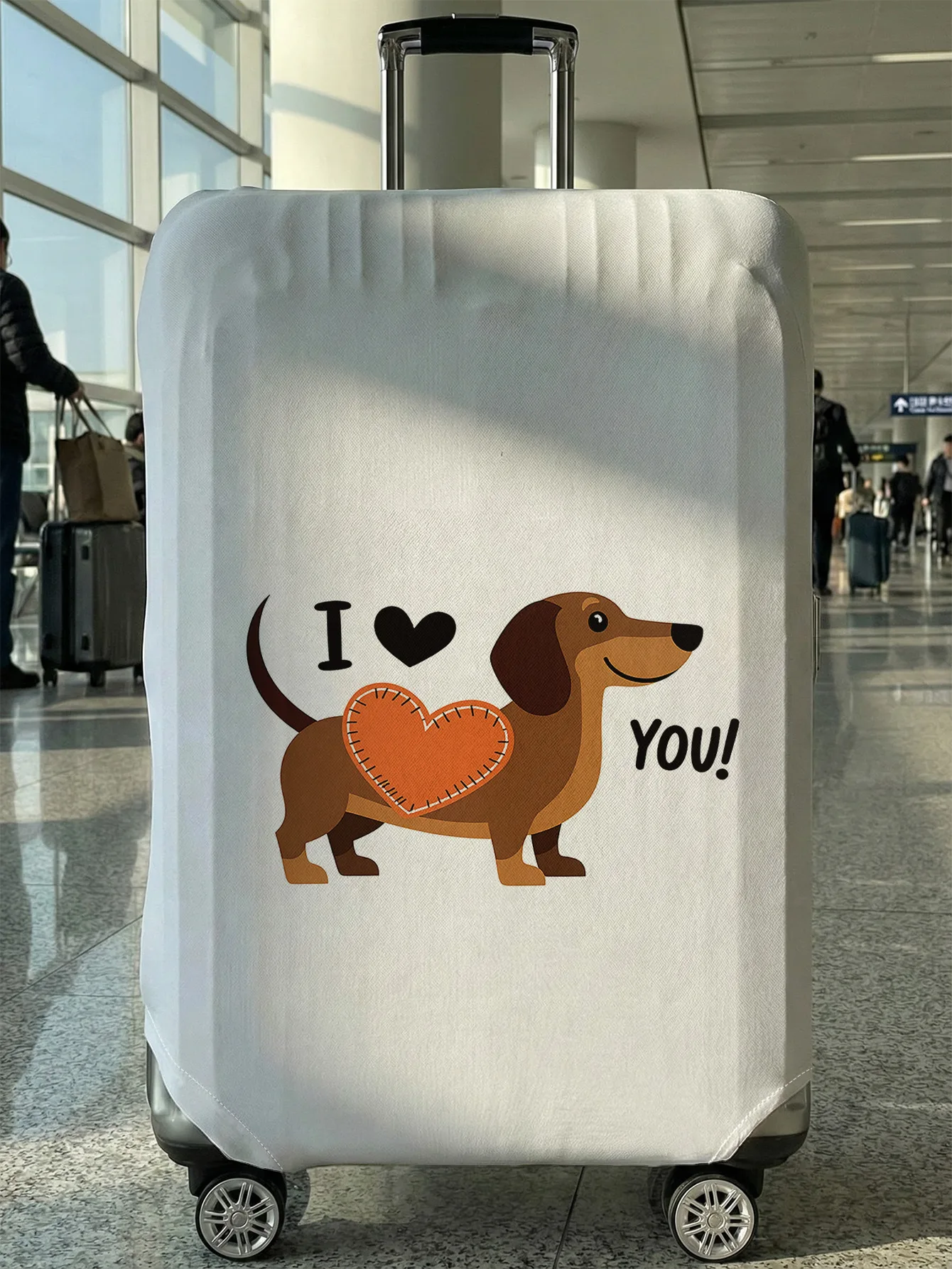 

Чехол для багажа с принтом таксы "I Love You Dachshund", подходит для чемоданов 18-32 дюймов, чехол на ручку чемодана, дорожные аксессуары