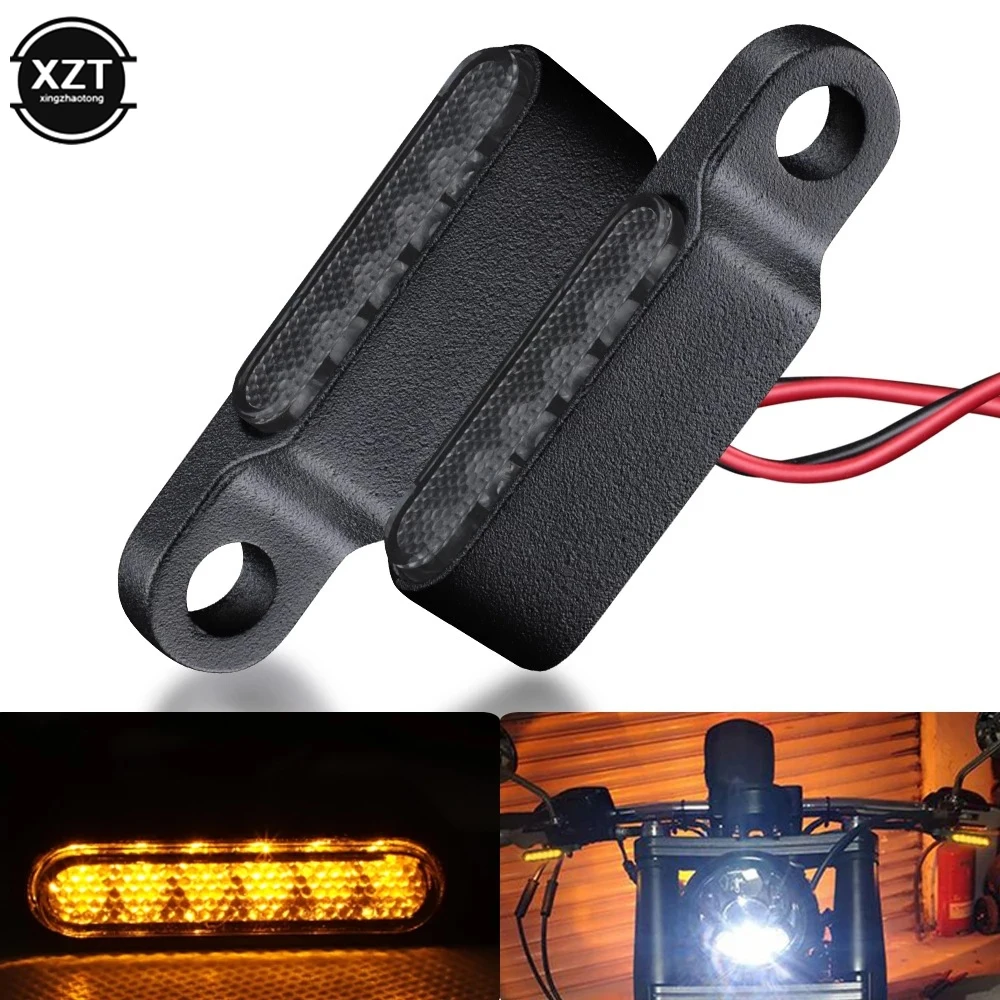 

2pcs Motorcycle Mini Turn Signal Light 8mm Amber Flashing Signal Lamp 6LED Running Light for Cafe Racer Bobber Herlay Sportster