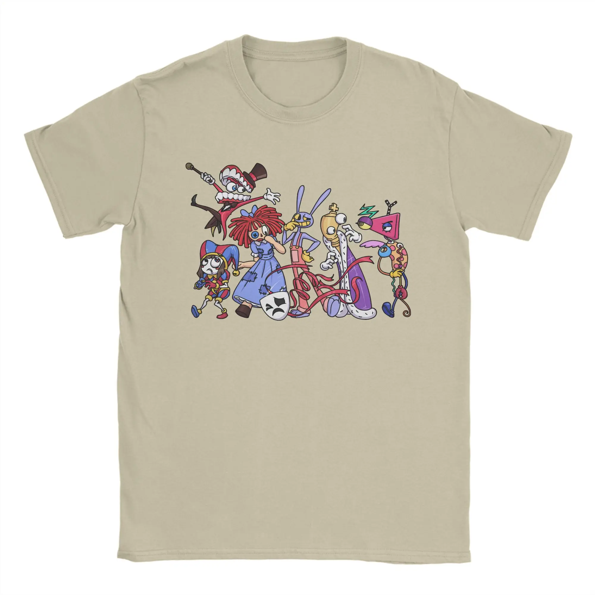Men's T-Shirts Cartoon Digitals Circus Vintage 100% Cotton Tee Shirt Short Sleeve T Shirts Crew Neck Tops Gift Idea