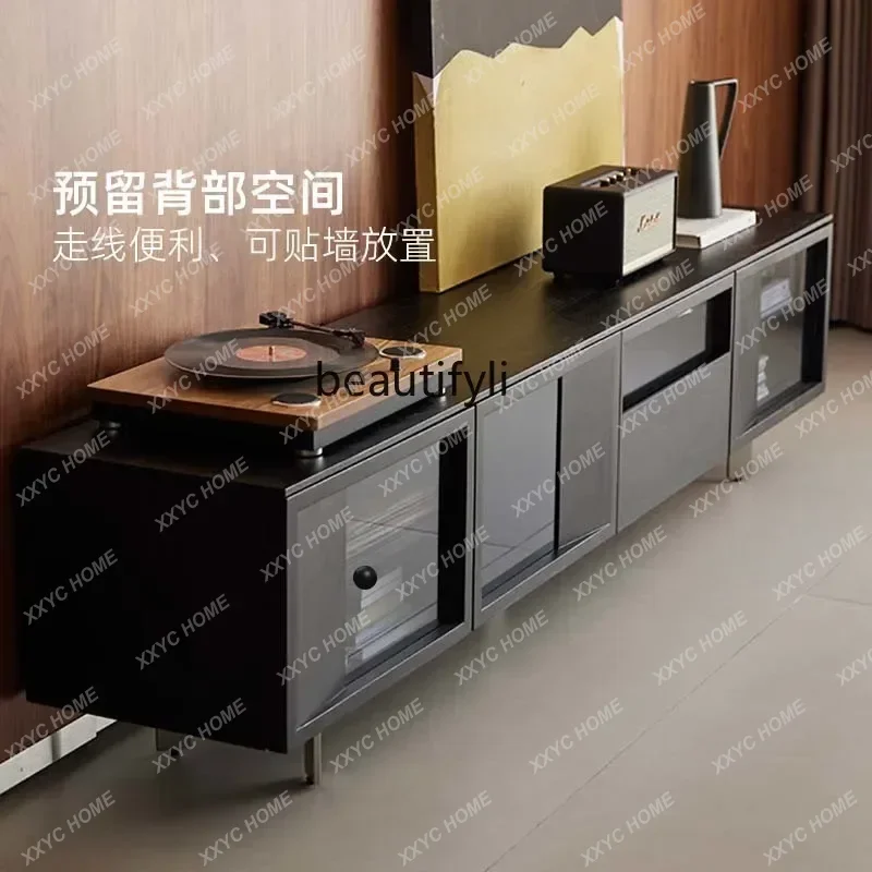

A TV cabinet solid wood, living room household small apartment modern, integrated storage and storage