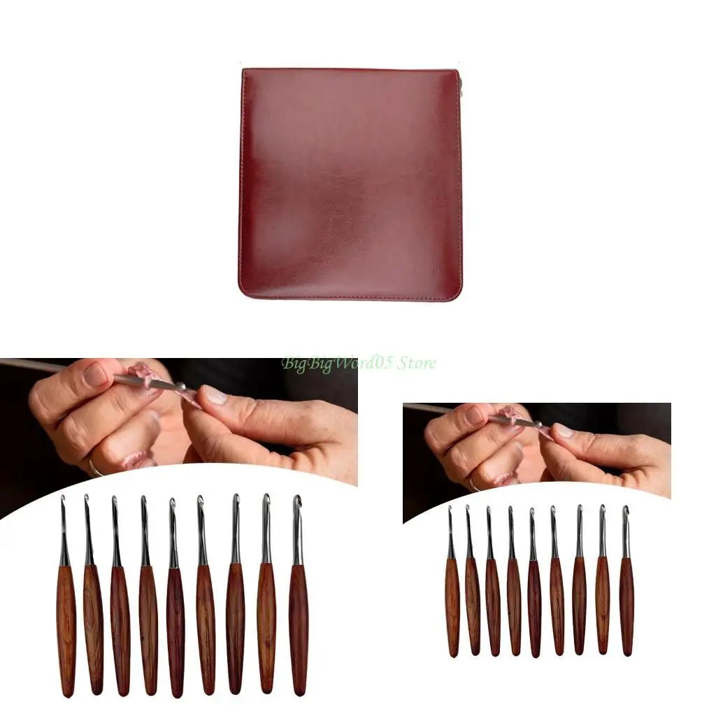 

24te 9pcs Деревянная ручка для вязания крючком для вязания плетения шарф свитера 3,5 мм-8,0 мм