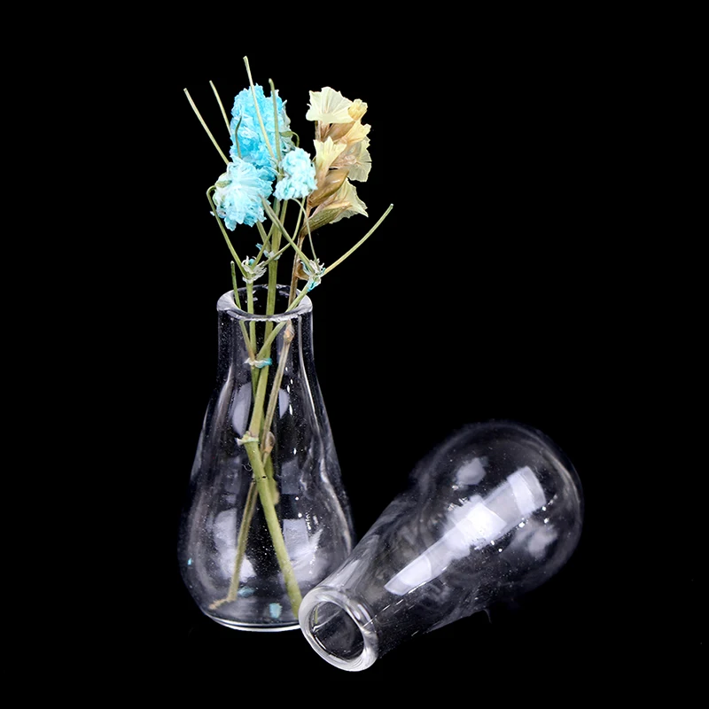 2Pcs 1:12 Dollhouse Miniatures Glass Vase Model Doll House Accessories Decor Toy For Doll Home And Garden Decoration Props