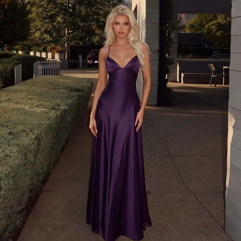 Hugcitar Damen Elegantes Einfarbiges V-Ausschnitt-Unterkleid Sexy Bodycon Reißverschluss-Maxikleid Modisches Damen-Outfit Abendparty Geburtstag Sommerkleid – Detail 21