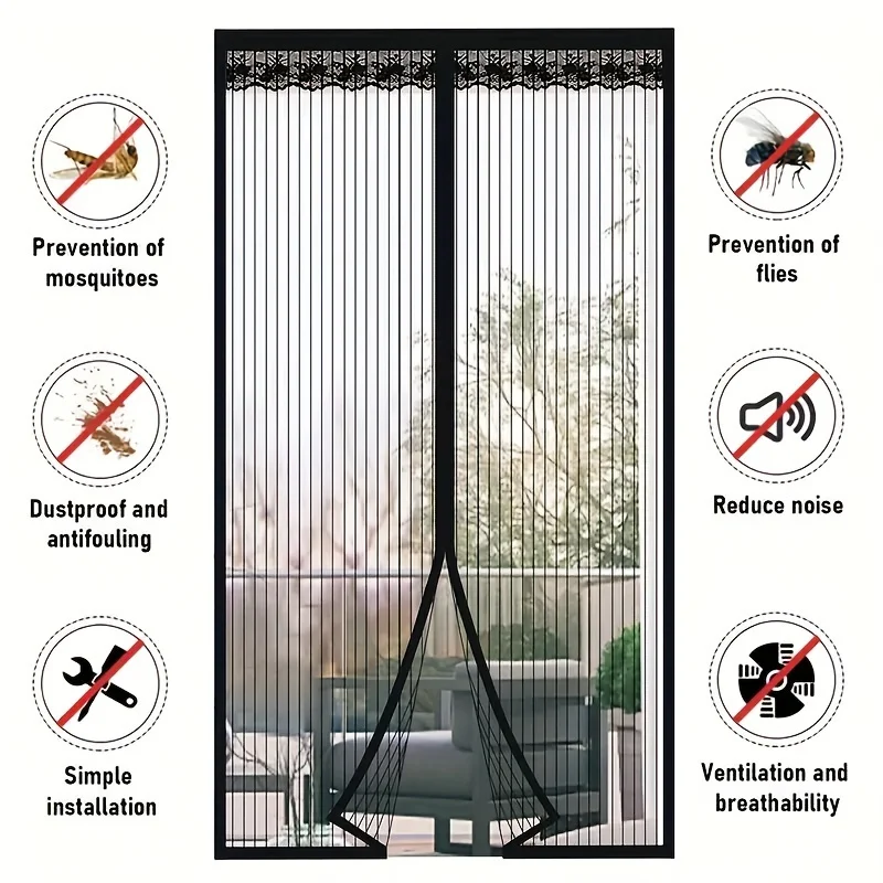 

Adhesive Mosquito Net Door Curtain - Soft Mesh for Bedroom, Living Room, and Balcony - Suitable for Various Room Types - Include