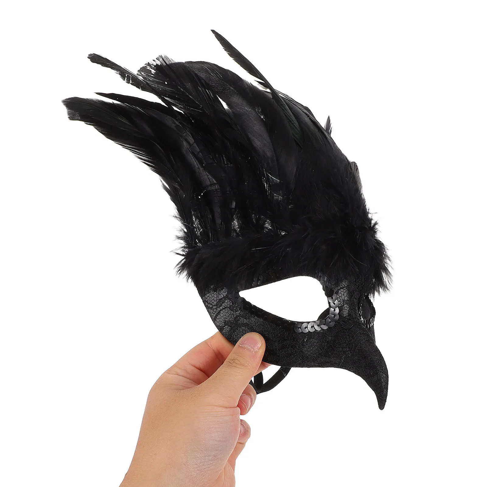 Máscara de mascarada de plumas negras, cubierta decorativa de media cara para fiesta de Halloween, Cosplay, baile de carnaval, mujeres y hombres, ligera