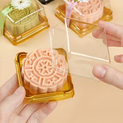 50pcs 디저트 계란 노른자 퍼프 상자투명 사각형 플라스틱 Mooncake 돔 포장 상자, 문 케이크 컨테이너 베이킹 식품 포장