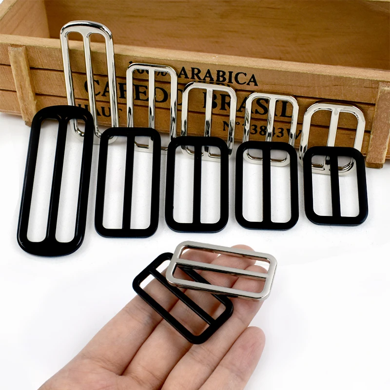 5/10/20P 25-50mm Metal Bag Buckles Strap Ring Buckle Tri Glide Slider Clasp Webbing Knapsack Loop Hook DIY Sewing Accessories