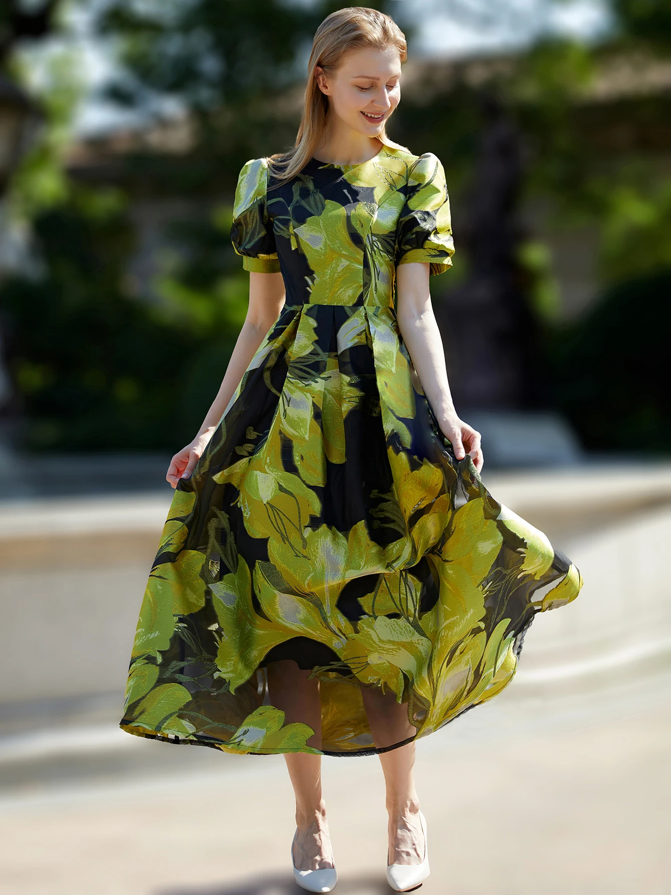 

DEVCHATA Luxury New Women Organza Jacquard Long Maxi Dress Lady A-Line Party Dress Fashion Evening Wedding Dress Clothing