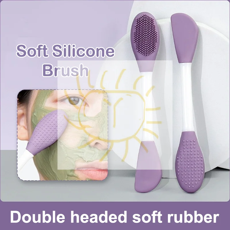 1/4 個ダブルヘッドシリコーンフェイスマスクブラシ顔の毛穴クリーナーブラシ泥膜アプリケーター女性クリーニングツールスキンケアツール