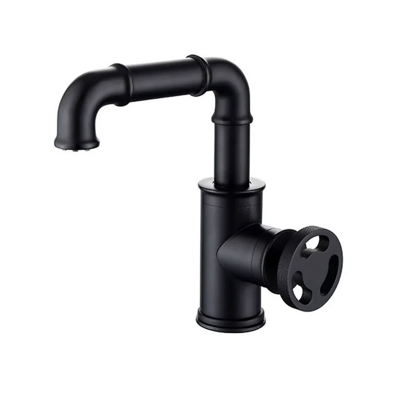 

Industrial Style Black gold Basin Hot and Cold Faucet High-Quality Copper Basin Washbasin Handwheel Faucet