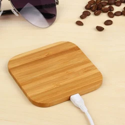 Wood Portable 5W Qi Wireless Charger for iPhone 17 16 15 14 13 Pro Max Plus Bamboo Wireless Charge Pad for Samsung S26 S25 Ultra