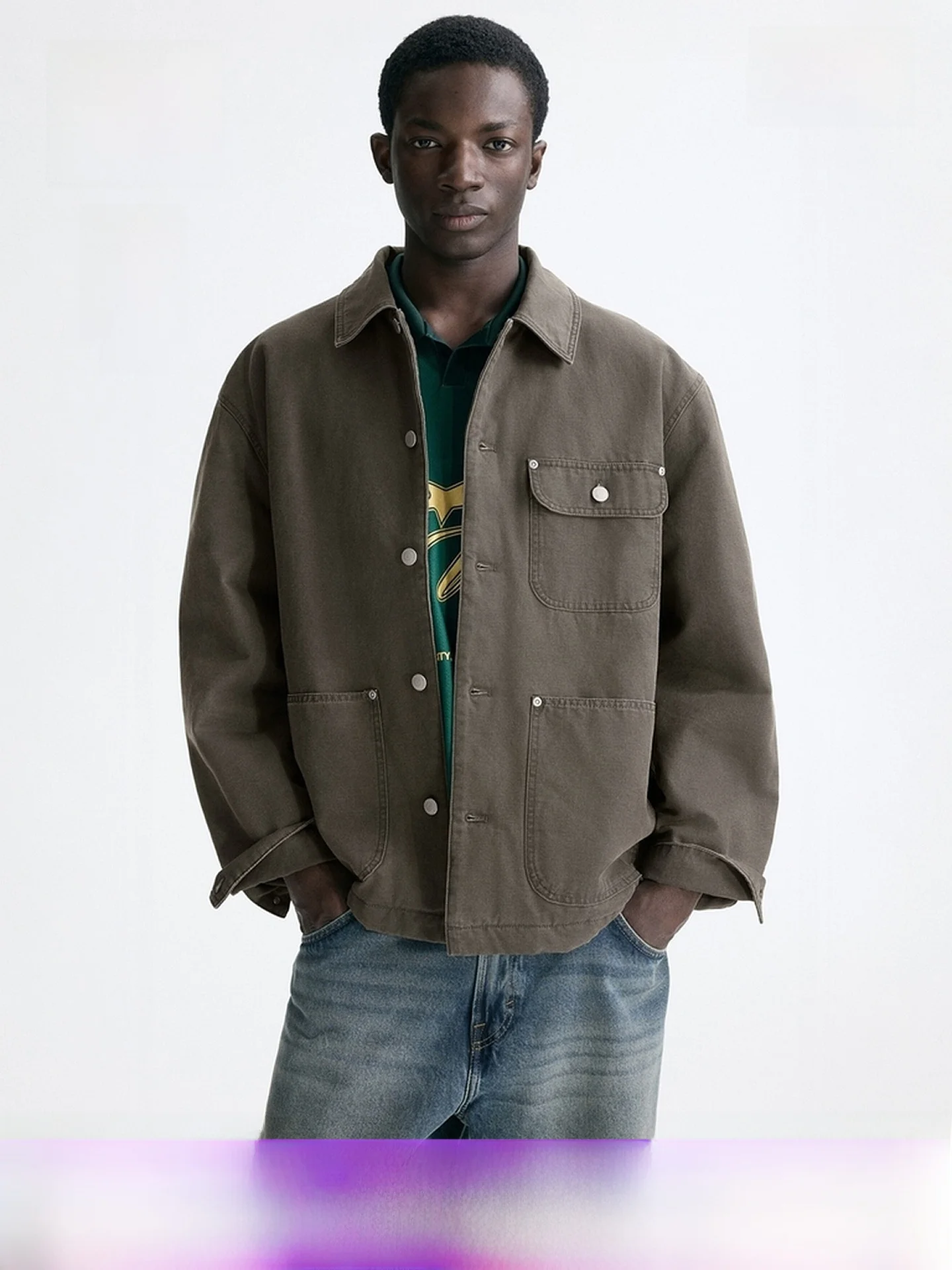 

Мужская хлопковая куртка H&M 2026: Новинка весенней коллекции, модная верхняя одежда в стиле «книжного фаната», базовая модель, однотонная, свободного кроя, для молодежи