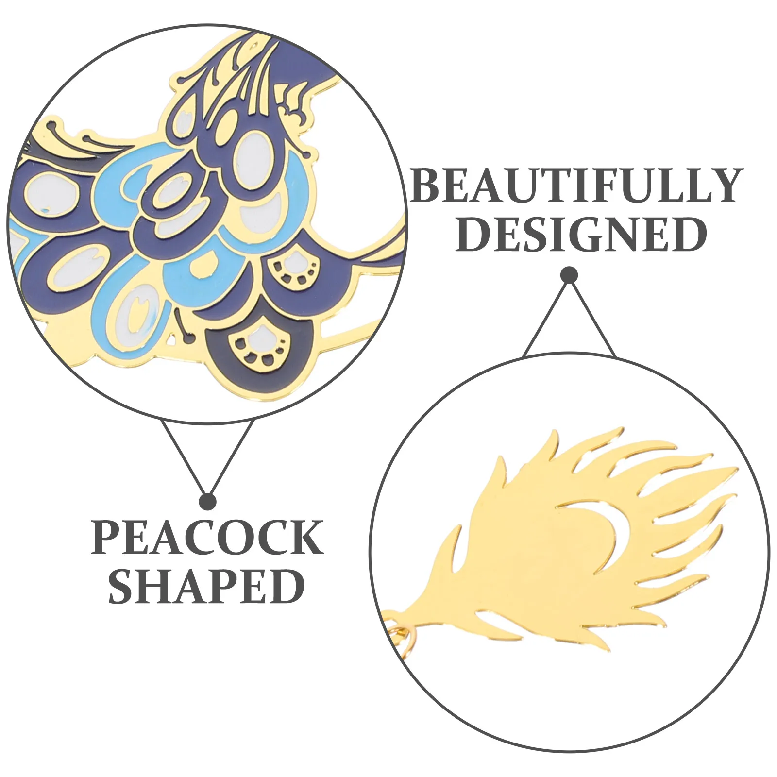 Pembatas Buku Merak Berongga Penanda Halaman Bentuk Halus Logam Tembaga Elegan Pembatas Buku Burung Merak Ringan Mudah Penyimpanan Fokus Membaca