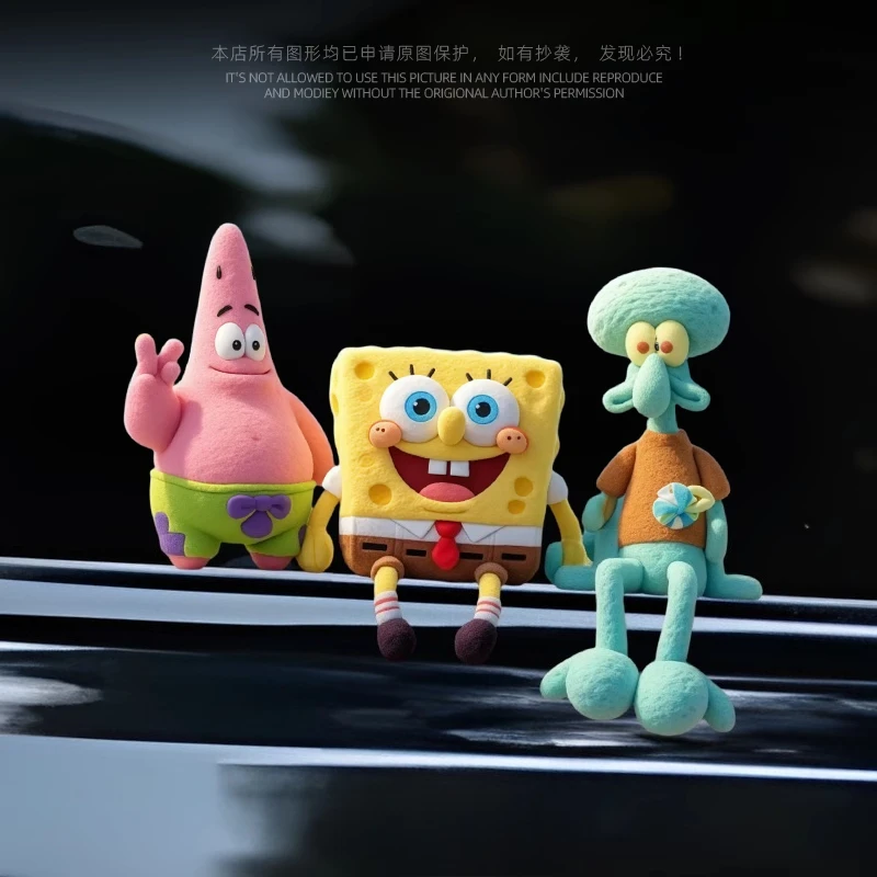 Kawaii SpongeBob SquarePants ملصقات السيارات الكرتونية الإبداعية زجاج النافذة ملصقات الزخرفية مناسبة لتغطية الخدش