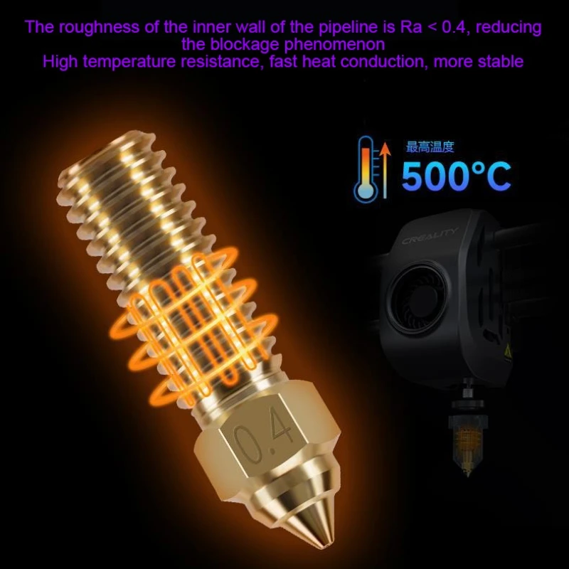 Для насадки Creality K1/K1 Max Volcano — сплав CuCrZr 500 ℃ , High Flow 600 мм для углеродного волокна, обновление быстрой печати