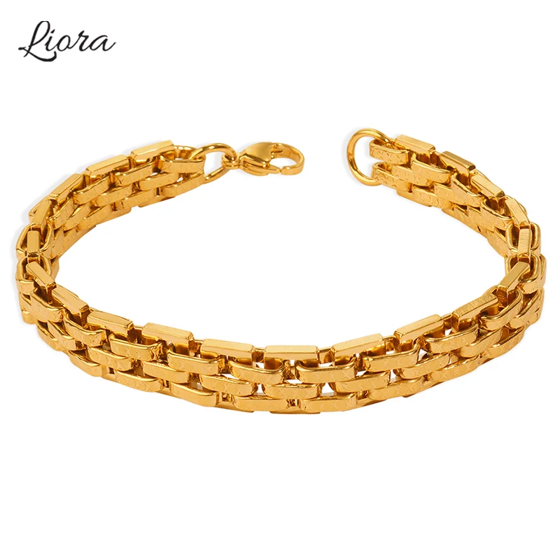 

Liora 20cm 316L Stainless Steel Charm Bracelets For Women Men Mesh Chain Bracelets Female Hip Hop Wristband Fashion Jewelry