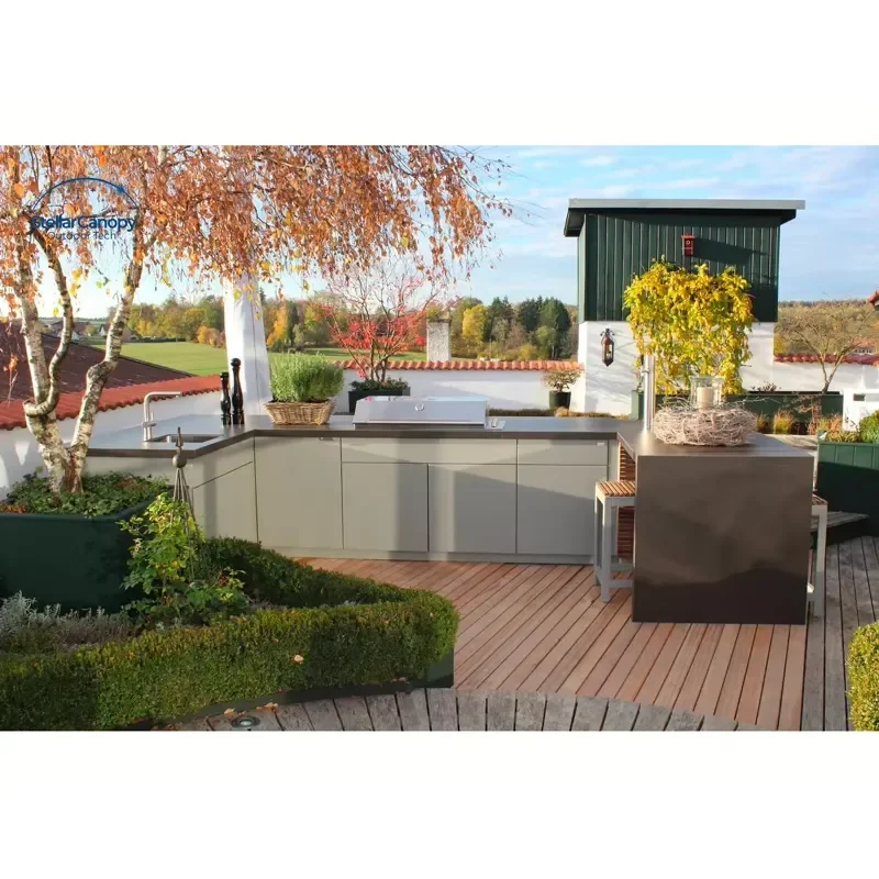 Luxury Stainless Steel BBQ Grill Cabinet Outdoor Kitchen Set With Refrigerator Custom Island Barbecue Station For Patio
