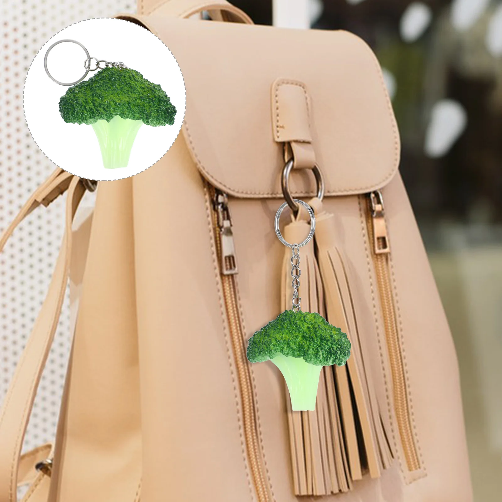 

Broccoli Keychain Tote Bag Hanging Ornament Decor Backpack Lovely Pendants Adorable Resin Multipurpose Man