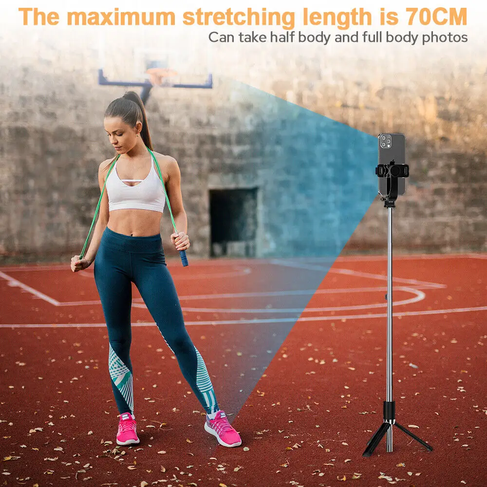 LISCN Bluetooth Wireless Selfie Stick with Remote Shutter LED Fill Light Portable Retractable Foldable Phone Stand Holder Tripod