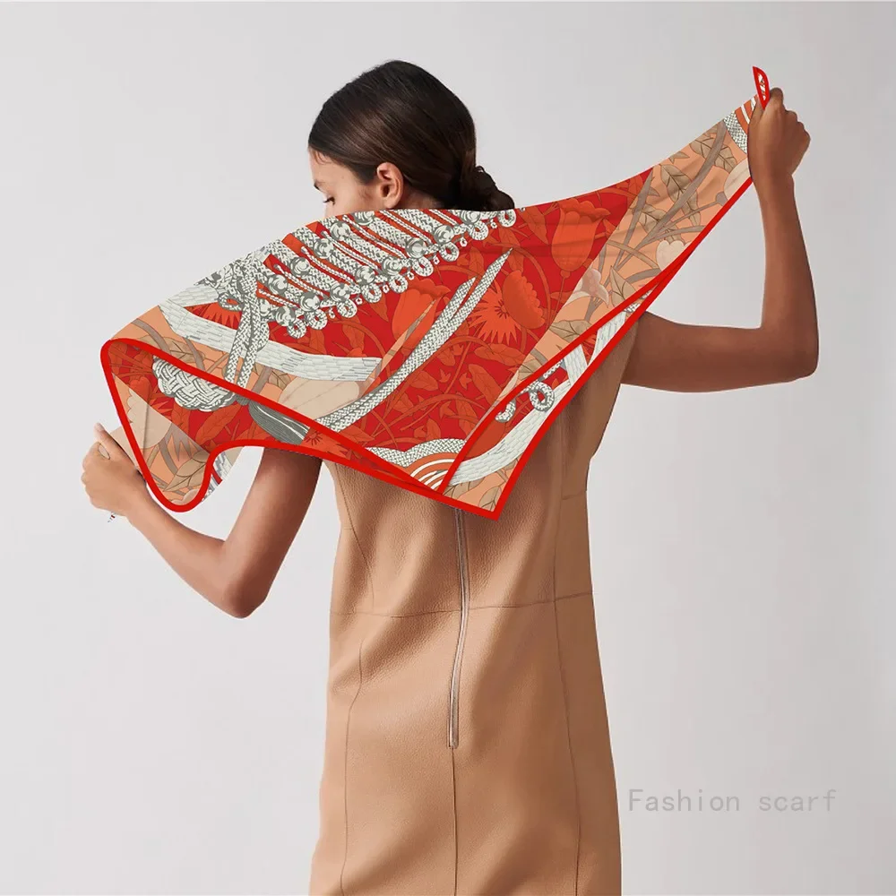 

90*90 см Элитный бренд шелковый квадратный шарф хиджаб женский бандана мягкие шарфы шейный платок женская шаль для волос повязка на голову 90 см французский