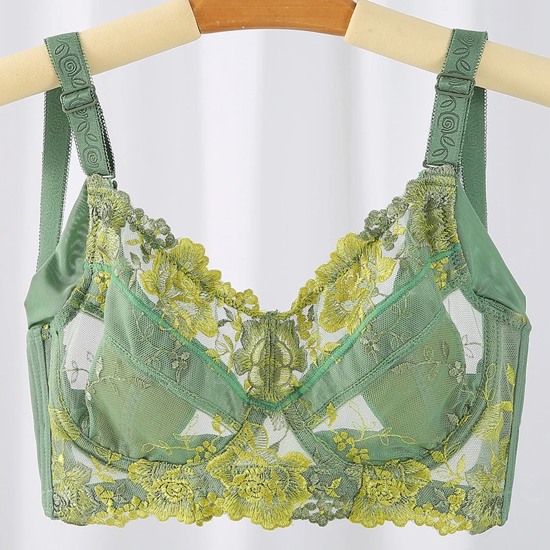 

Женский ультратонкий бюстгальтер с полным покрытием и цветочной вышивкой, нижнее белье 36, 38, 40, 42, 44 46 48 B C D E