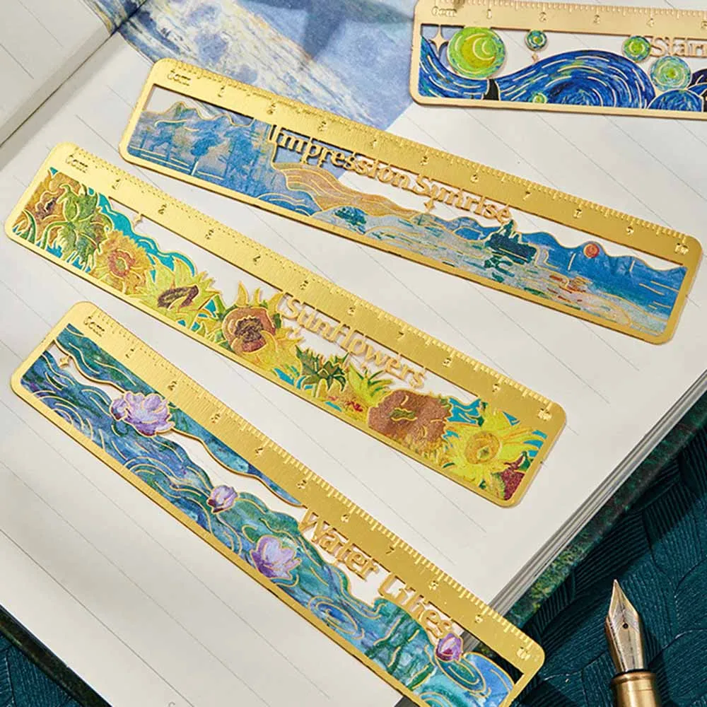 Metal Bookmark Creative Hollow Ruler Measuring Multifunctional Book Accessories Student Stationery Aesthetic Gift Drawing Tools