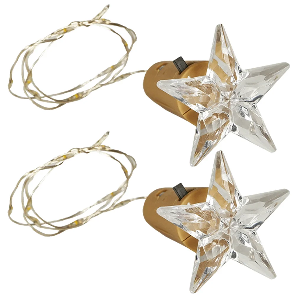 2pcs Bottle Cork Led Copper Wire Lights For Wine Beer Jar Operated Star-Shaped String Lights Party Wedding Christmas