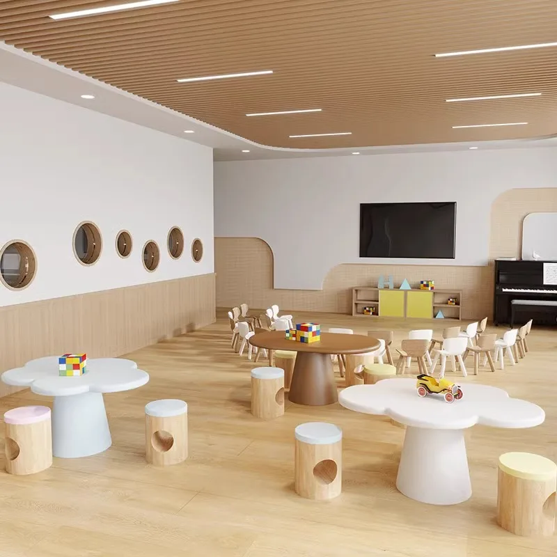 Table and chair set, kindergarten toy table, baby study table, Nordic irregular cloud coffee table view 4