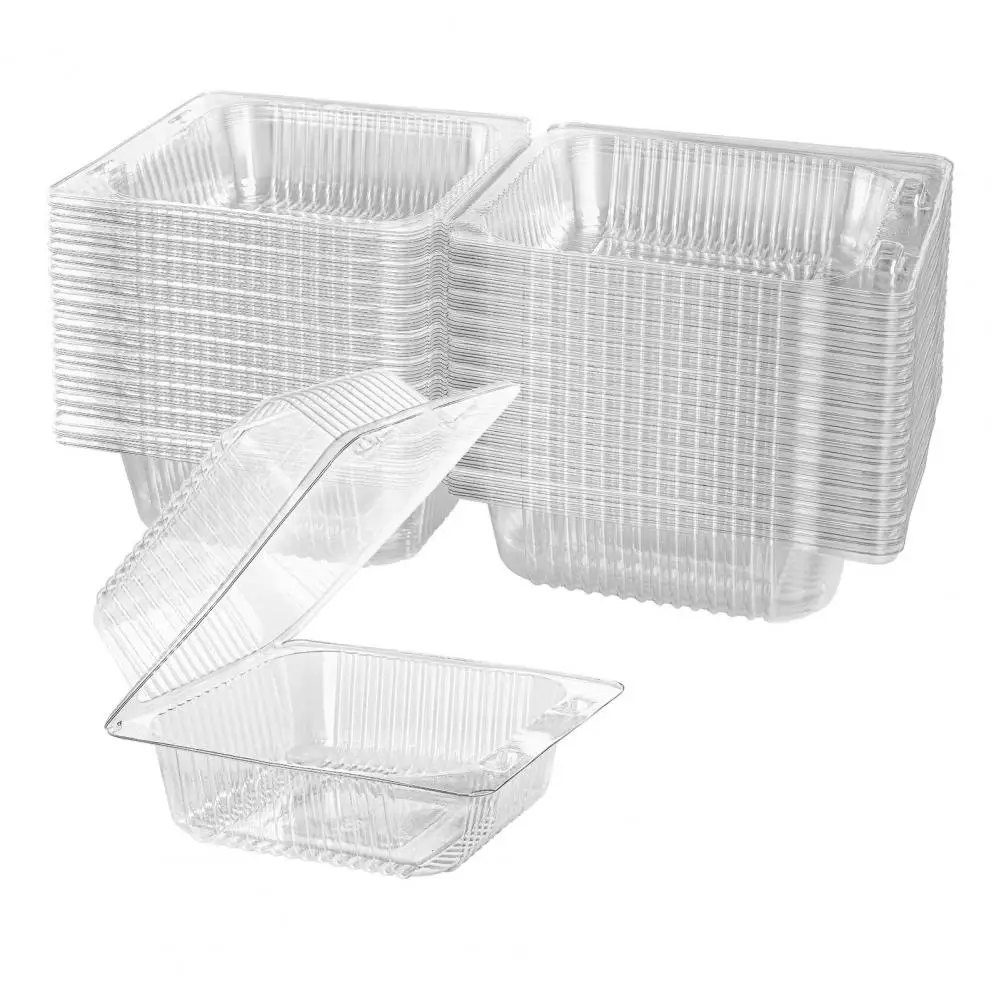 

100Pcs 5.3-Inch Cake Packing Boxes Clear Food Container with Lids Thickened Disposable Sandwich Dessert Hamburger Salad Clamshel