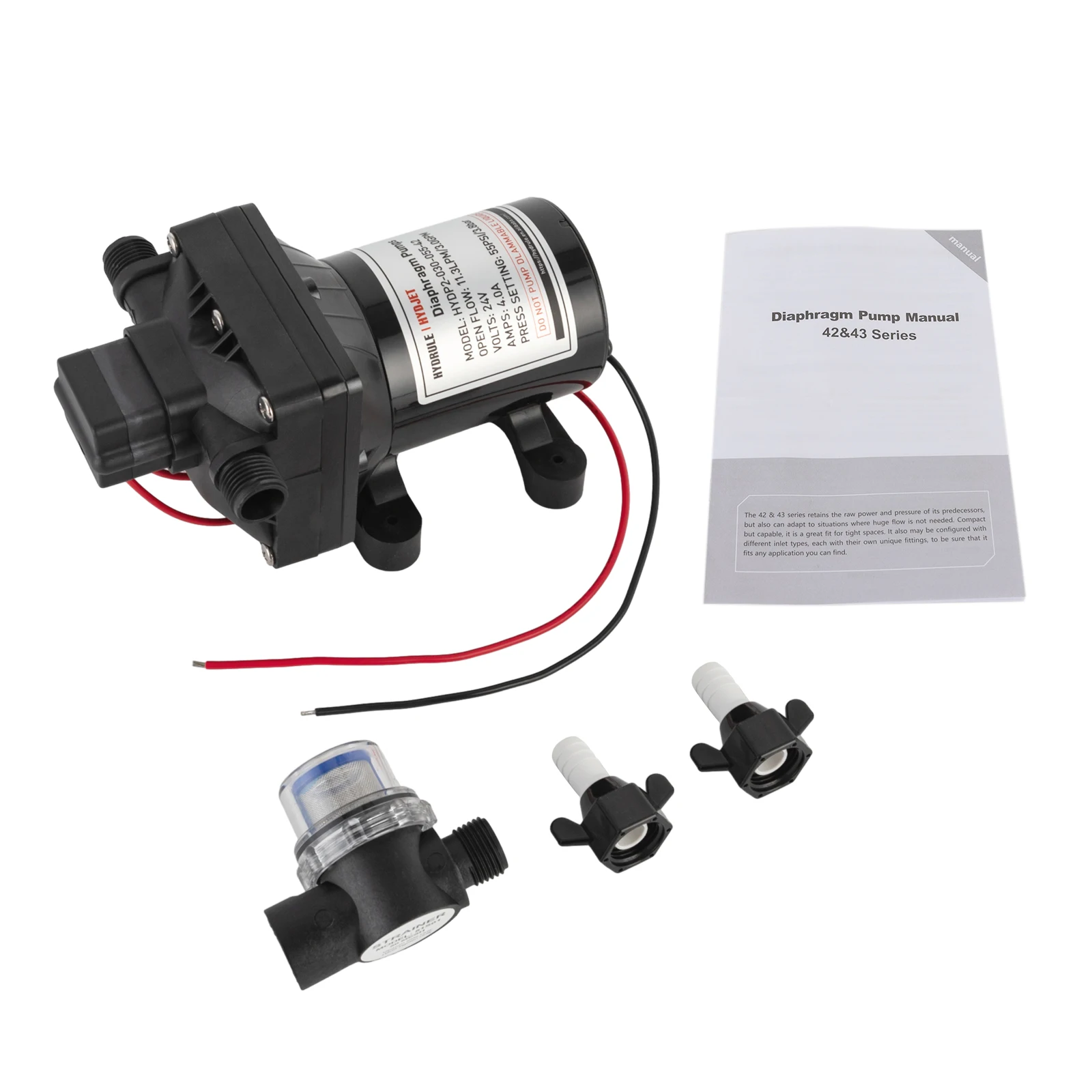 24V Water Diaphragm Pressure Pump for RV/Boat, Camper Caravan Membrane Water Pressure Pump Self-priming Booster Pump